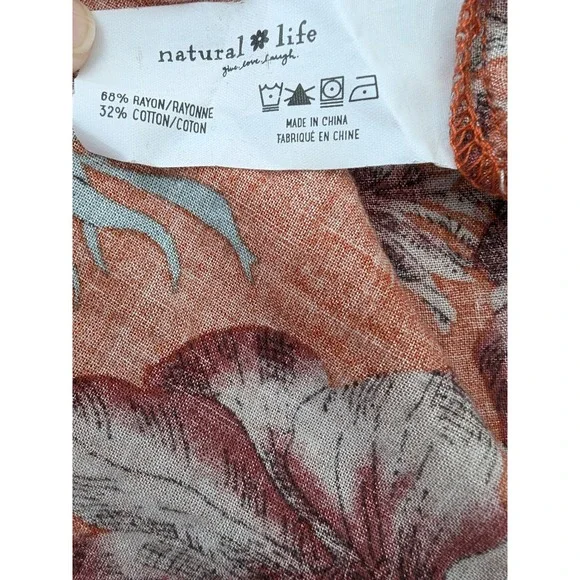 Natural Life Boho Smocked Waist Maxi Skirt Floral Print Brown Orange Women's M - Picture 6 of 7